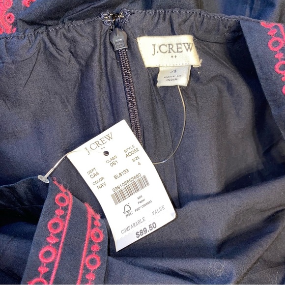 J. Crew Navy Midi Dress Pink Floral Embroidery Women’s Size 4 Sleeveless NWT - Picture 9 of 13